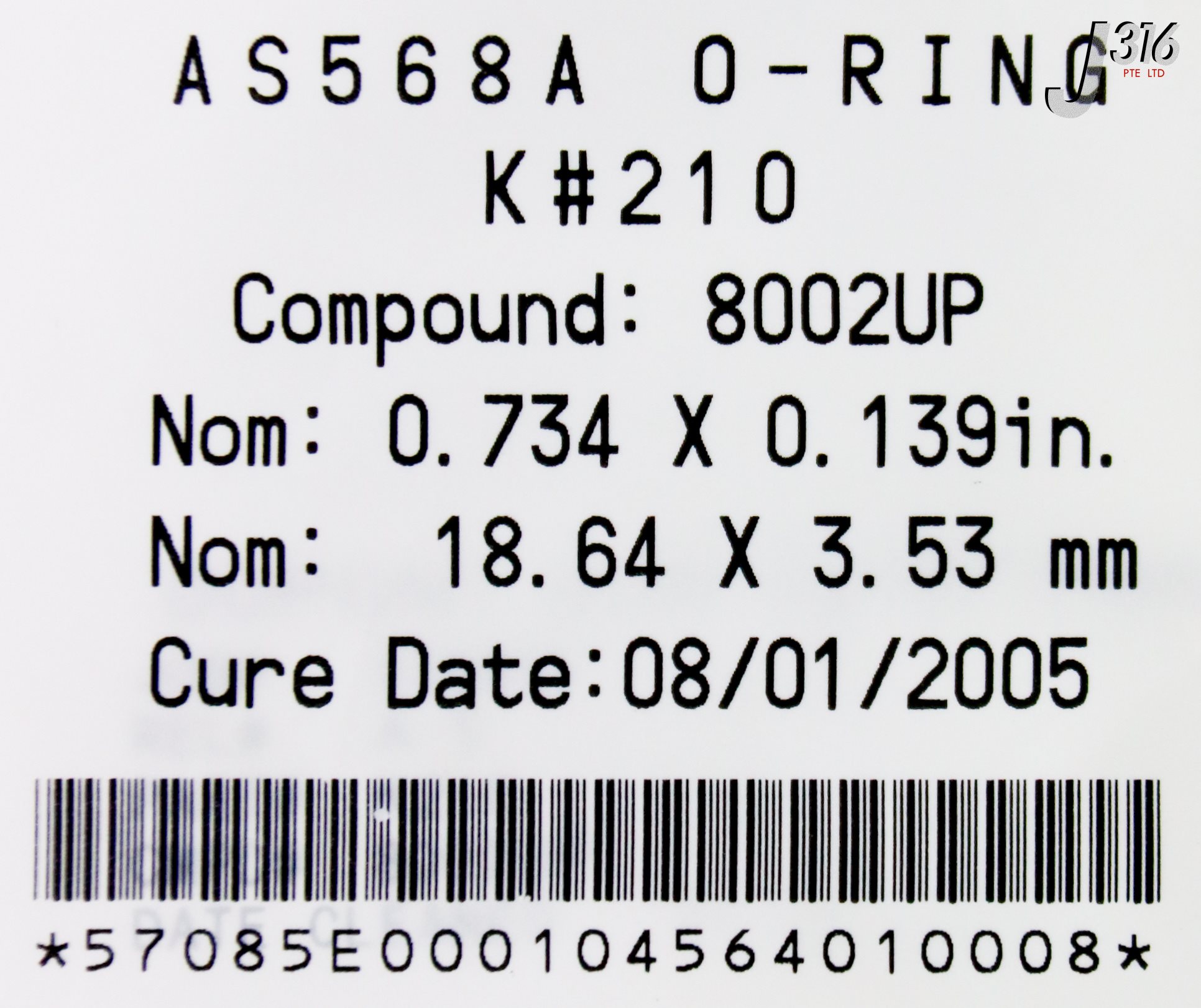35573 KALREZ O-RING, 8002UP, 18.64 X 3.53 MM, COMPOUND 8002UP (NEW